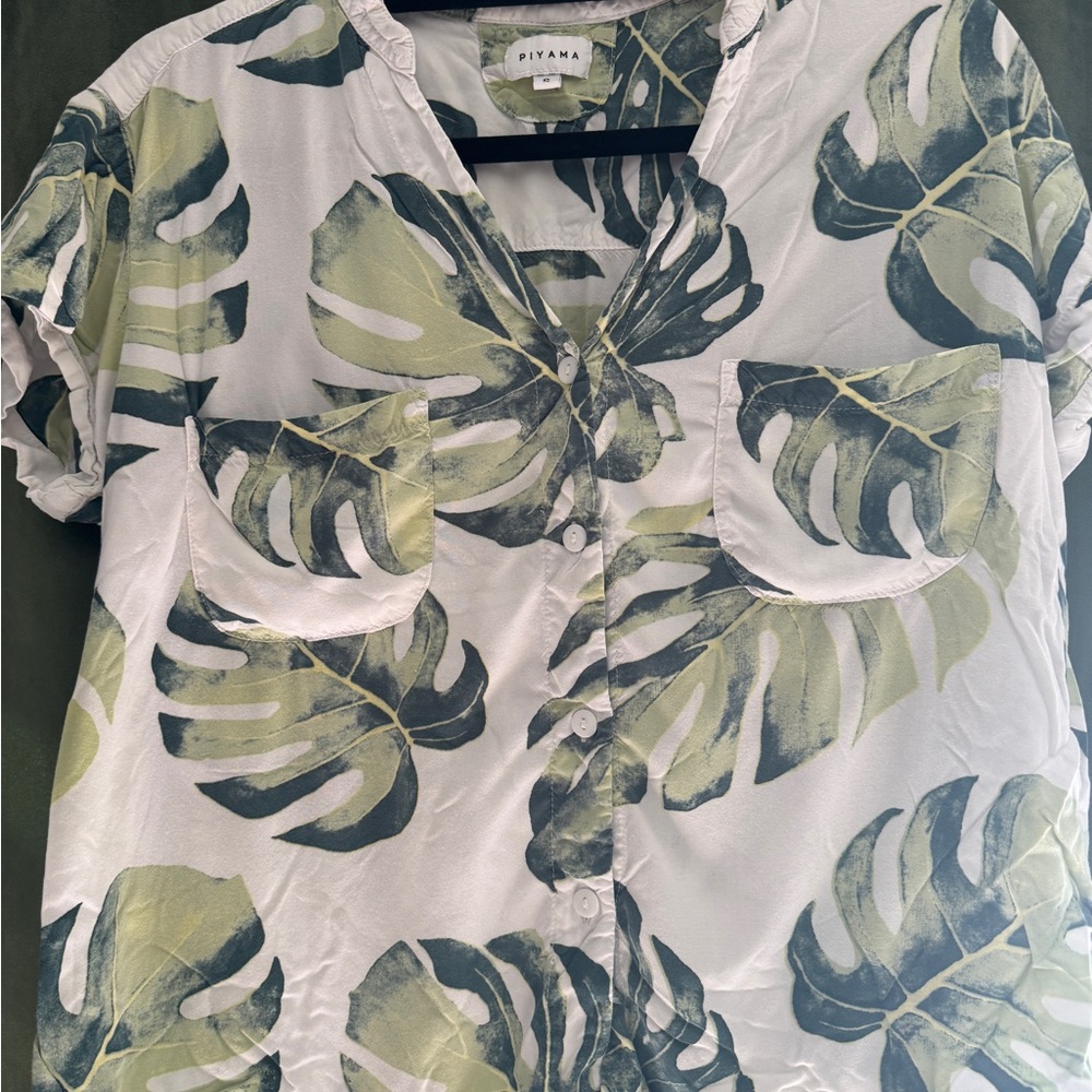 Piyama Green Palm Pajama Set - Size S